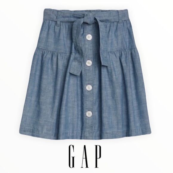 GAP Kids | Blue | CHAMBRAY BUTTON-FRONT SKIRT - Picture 1 of 8